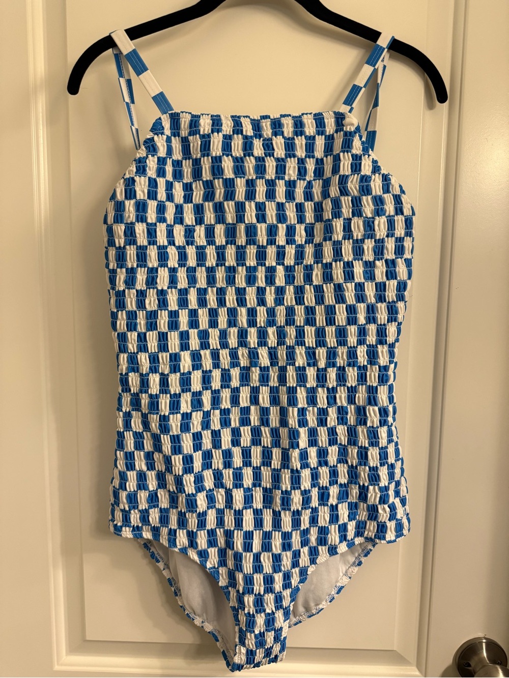 Albion Blue & White Smocked Checker One-Piece